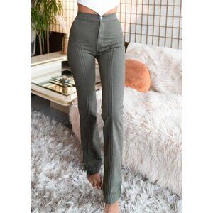 Revice - High Waist Wide Leg Flared Roller Girl Jeans Military Green - size 26
